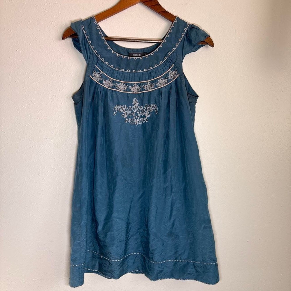 Theme Women's Cotton/Silk Flowy Short Sleeve Flowy Tunic Top Size M